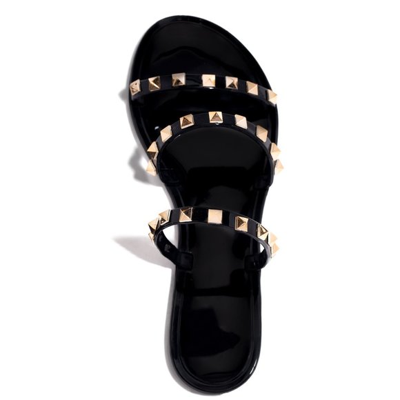 NEW Spike Studded Slide Jelly Flat Sandal Open Toe - Picture 5 of 6